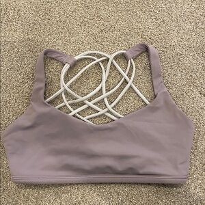 Purple Sports Bra with White Straps